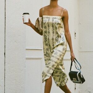 J. Crew Cream and Black Midi Dress